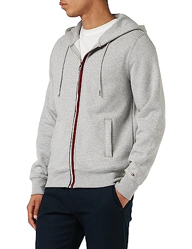 Tommy Hilfiger Herren Hoodie mit Reißverschluss Zipper, Grau (Light Grey Heather), 3XL von Tommy Hilfiger