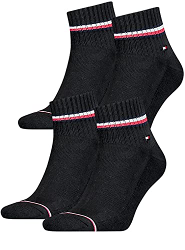 Tommy Hilfiger Herren Sport Quarters Socken Sportsocken MIT FROTTEESOHLE 4er Pack (Iconic schwarz, 39-42) von Tommy Hilfiger