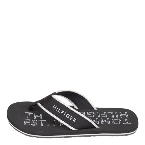 Tommy Hilfiger Herren Flip Flops Sporty Beach Sandal Badeschuhe, Schwarz (Black), 40 EU von Tommy Hilfiger