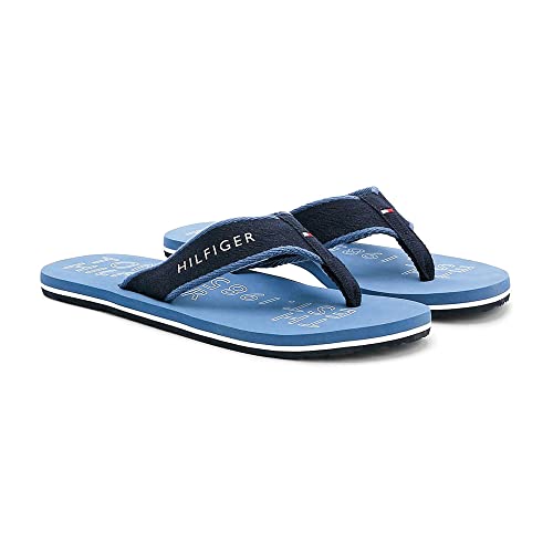 Tommy Hilfiger Herren Flip Flops Sporty Beach Sandal Badeschuhe, Blau (Blue Coast), 40 EU von Tommy Hilfiger