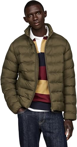 Tommy Hilfiger Herren Steppjacke Mid Weight Stand Collar Jacket ohne Kapuze, Mehrfarbig (Army Green), XXL von Tommy Hilfiger