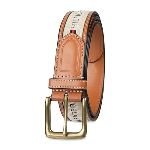 Tommy Hilfiger Herren Stoffgürtel mit Bandeinlage und Gurtschnalle, Khaki, 40 von Tommy Hilfiger