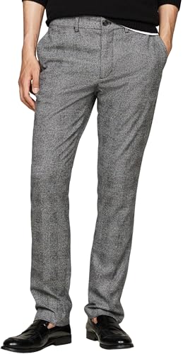 Tommy Hilfiger Herren Stoffhose Denton Brushed Check Anzughose, Grau (Turbine Grey), 30W/28L von Tommy Hilfiger