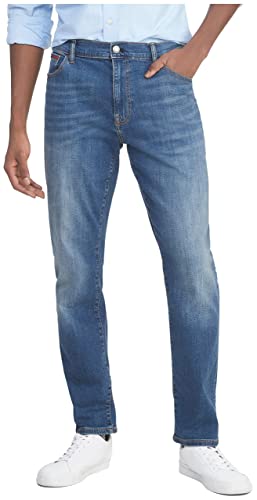 Tommy Hilfiger Herren Straight Fit Stretch Jeans, Th Dark Wash, 40W / 32L von Tommy Hilfiger