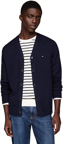 Tommy Hilfiger Herren Strickjacke Cardigan Pima Org Ctn Cashmere Cardigan mit Knopfleiste, Blau (Desert Sky), S von Tommy Hilfiger