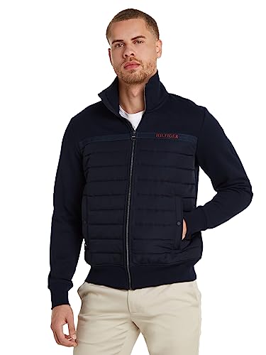 Tommy Hilfiger Herren Strickjacke Cardigan mit Reißverschluss Mix Media Zipper, Blau (Desert Sky), XS von Tommy Hilfiger