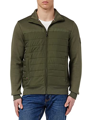 Tommy Hilfiger Herren Strickjacke Cardigan mit Reißverschluss Mix Media Zipper, Grün (Army Green), S von Tommy Hilfiger