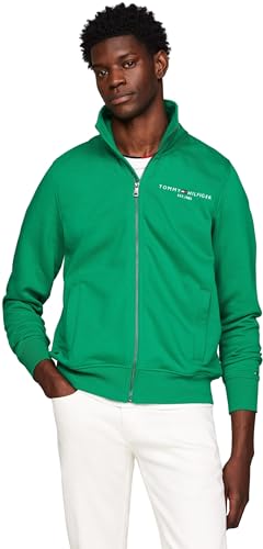 Tommy Hilfiger Herren Strickjacke Cardigan mit Reißverschluss Tommy Logo Zipper, Grün (Olympic Green), M von Tommy Hilfiger