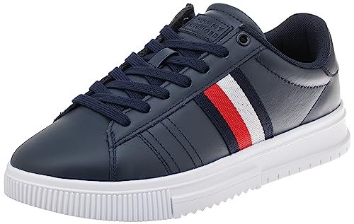 Tommy Hilfiger Herren Cupsole Sneaker Supercup Leather Schuhe, Blau (Desert Sky), 41 von Tommy Hilfiger