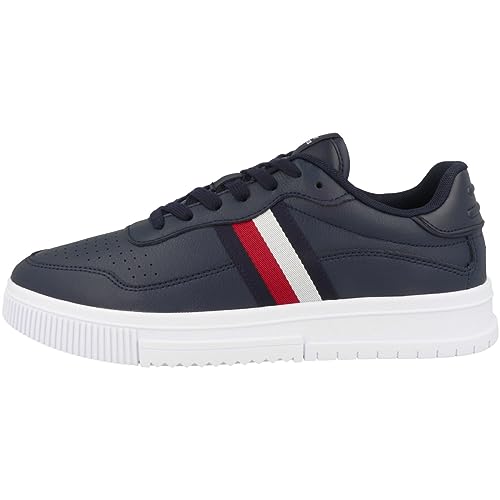 Tommy Hilfiger Herren Cupsole Sneaker Supercup Leather Stripes Schuhe, Blau (Desert Sky), 40 von Tommy Hilfiger