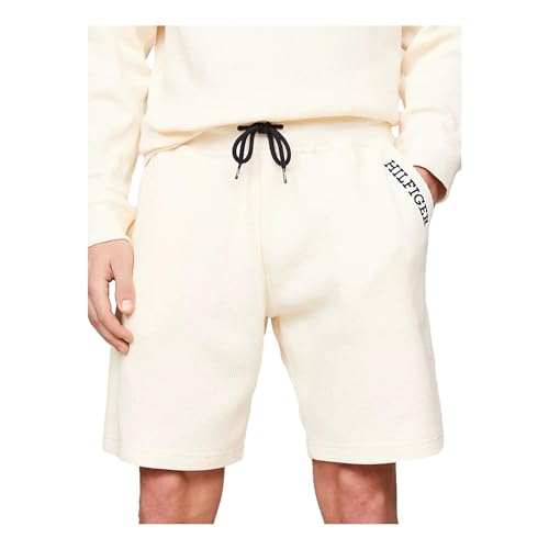 Tommy Hilfiger Herren Sweat-Shorts mit Lounge-Logo, Beige, L von Tommy Hilfiger