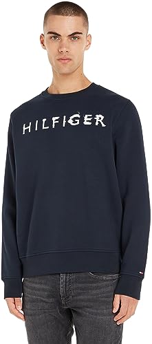 Tommy Hilfiger Herren Sweatshirt Crew-Neck ohne Kapuze, Blau (Desert Sky), XS von Tommy Hilfiger