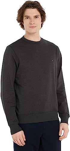 Tommy Hilfiger Herren Sweatshirt Crewneck ohne Kapuze, Grau (Dark Grey Heather), L von Tommy Hilfiger