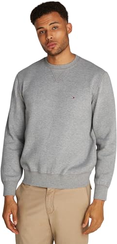 Tommy Hilfiger Herren Sweatshirt Essential Fleece Crew Neck Regular Fit, Grau (Medium Grey Heather), S von Tommy Hilfiger