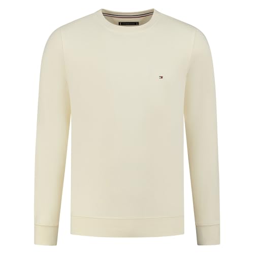 Tommy Hilfiger Herren Sweatshirt Flag Logo Sweatshirt ohne Kapuze, Beige (Calico), 32W / 30L von Tommy Hilfiger