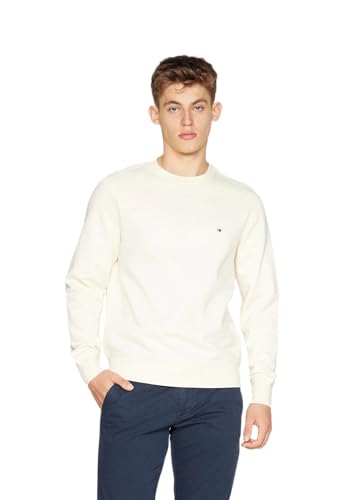 Tommy Hilfiger Herren Sweatshirt Flag Logo Sweatshirt ohne Kapuze, Beige (Calico), 34W / 30L von Tommy Hilfiger