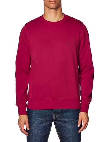 Tommy Hilfiger Herren Sweatshirt Flag Logo Sweatshirt ohne Kapuze, Rot (Royal Berry), 36W / 30L von Tommy Hilfiger