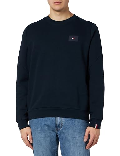 Tommy Hilfiger Herren Sweatshirt Graphic Crew ohne Kapuze, Blau (Desert Sky), XL von Tommy Hilfiger