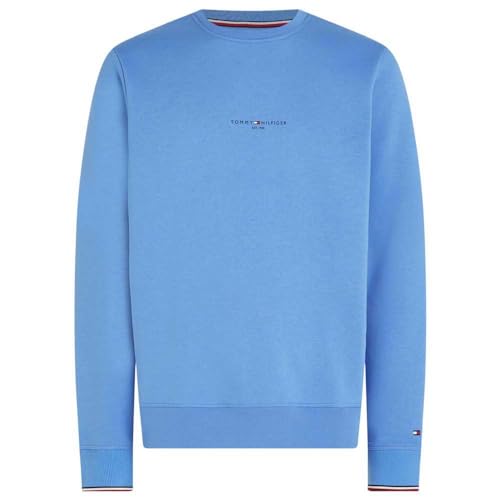 Tommy Hilfiger Herren Sweatshirt Logo Tipped Crewneck (DE/NL/SE/PL, Alphanumerisch, L, Regular, Regular, Blue Spell) von Tommy Hilfiger