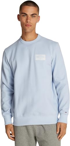 Tommy Hilfiger Herren Sweatshirt Monotype Label Rundhalsausschnitt, Blau (Breezy Blue), L von Tommy Hilfiger
