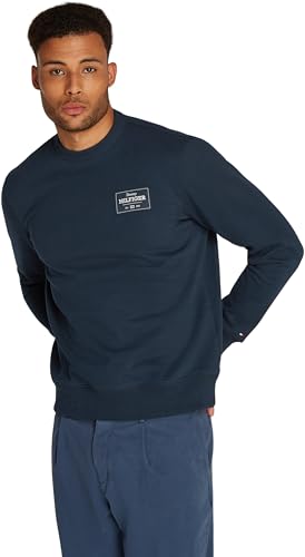 Tommy Hilfiger Herren Sweatshirt Monotype Label Rundhalsausschnitt, Blau (Night Sky), M von Tommy Hilfiger