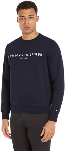 Tommy Hilfiger Herren Sweatshirt Tommy Logo Sweatshirt ohne Kapuze, Blau (Desert Sky), L von Tommy Hilfiger