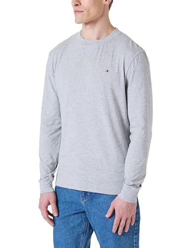 Tommy Hilfiger Herren Sweatshirt Track Top ohne Kapuze, Grau (Light Grey Heather), XXL von Tommy Hilfiger