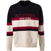 Tommy Hilfiger Herren Sweatshirt beige Baumwolle gestreift von Tommy Hilfiger