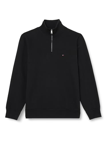 Tommy Hilfiger Herren Sweatshirt mit Reißverschluss Essential Fleece 1/4 Zip Mock-Rollkragen, Schwarz (Black), 3XL von Tommy Hilfiger