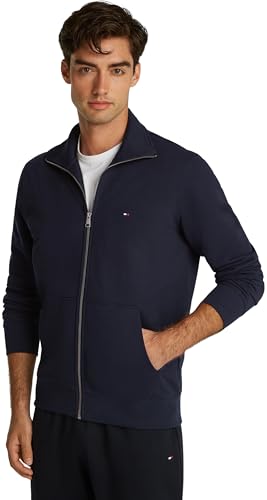 Tommy Hilfiger Herren Sweatshirt mit Reißverschluss Essential Terry mit Stehkragen, Blau (Desert Sky), XXL von Tommy Hilfiger
