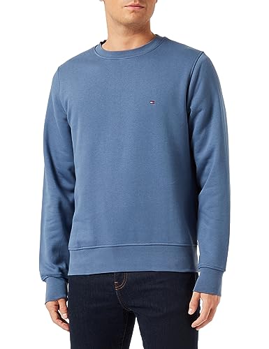 Tommy Hilfiger Herren Sweatshirt ohne Kapuze, Blau (Faded Indigo), XS von Tommy Hilfiger