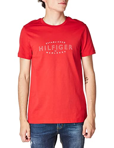 Tommy Hilfiger Herren T-Shirt Curve Logo rot (74) L von Tommy Hilfiger