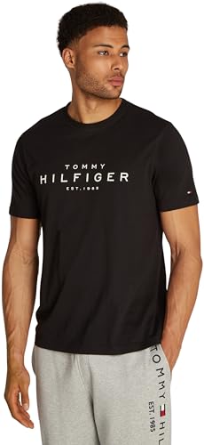 Tommy Hilfiger Herren T-Shirt Kurzarm Big Regular Fit, Schwarz (Black), L von Tommy Hilfiger