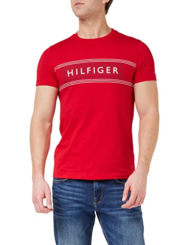 Tommy Hilfiger Herren T-Shirt Kurzarm Brand Love Slim Fit, Rot (Primary Red), 3XL von Tommy Hilfiger