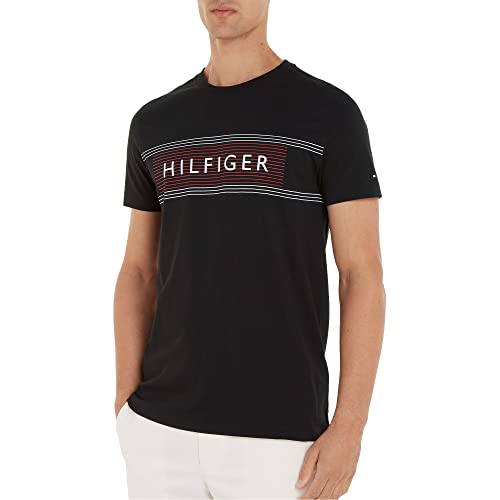 Tommy Hilfiger Herren T-Shirt Kurzarm Brand Love Slim Fit, Schwarz (Black), 3XL von Tommy Hilfiger