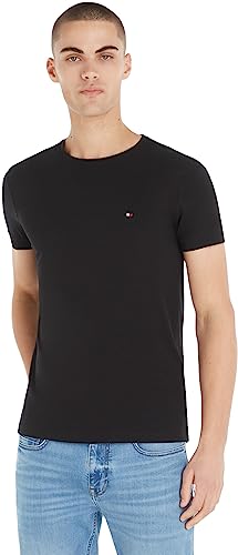 Tommy Hilfiger Herren T-Shirt Kurzarm Core Stretch Slim Fit, Schwarz (Black), 3XL von Tommy Hilfiger