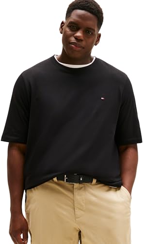 Tommy Hilfiger Herren T-Shirt Kurzarm Core Stretch Slim Fit, Schwarz (Black), 5XL von Tommy Hilfiger