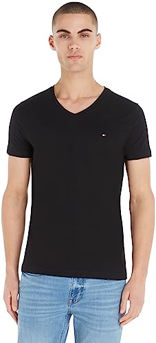 Tommy Hilfiger Herren T-Shirt Kurzarm Core Stretch V-Ausschnitt, Schwarz (Black), 3XL von Tommy Hilfiger