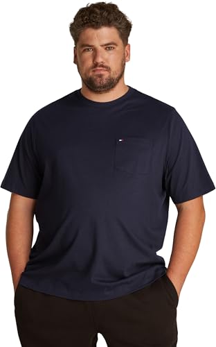 Tommy Hilfiger Herren T-Shirt Kurzarm Essential Solid mit Brusttasche, Blau (Desert Sky), XXL von Tommy Hilfiger