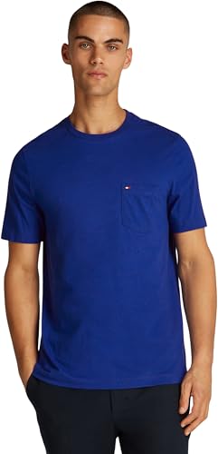 Tommy Hilfiger Herren T-Shirt Kurzarm Essential mit Brusttasche, Blau (Wedge Blue), XS von Tommy Hilfiger