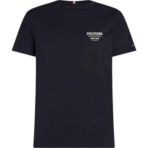 Tommy Hilfiger Herren T-Shirt Kurzarm Global Stripe Regular Fit, Blau (Desert Sky), XS von Tommy Hilfiger