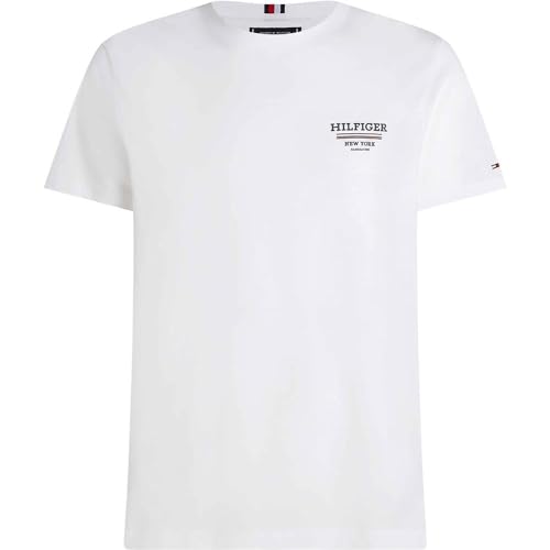 Tommy Hilfiger Herren T-Shirt Kurzarm Global Stripe Regular Fit, Weiß (White), XS von Tommy Hilfiger