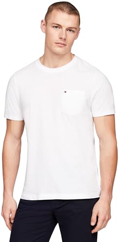Tommy Hilfiger Herren T-Shirt Kurzarm Pocket Rundhalsausschnitt, Weiß (White), XL von Tommy Hilfiger
