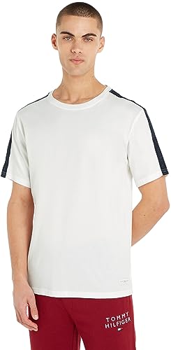 Tommy Hilfiger Herren T-Shirt Kurzarm Regular Fit, Weiß (Ecru), L von Tommy Hilfiger