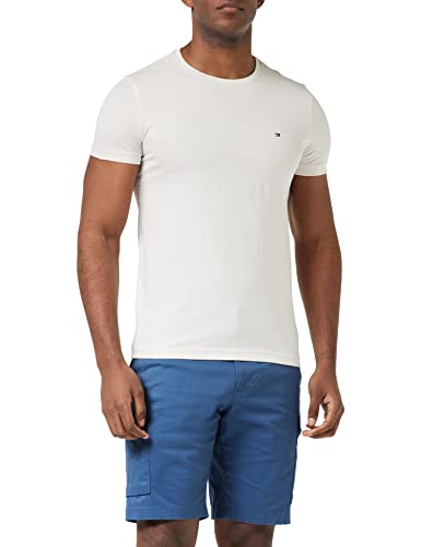 Tommy Hilfiger Herren T-Shirt Kurzarm Rundhalsausschnitt, Beige (Weathered White), M von Tommy Hilfiger