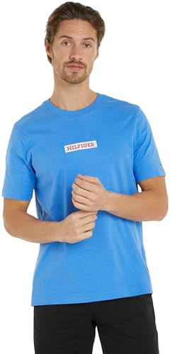 Tommy Hilfiger Herren T-Shirt Kurzarm Rundhalsausschnitt, Blau (Blue Spell), XS von Tommy Hilfiger