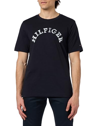 Tommy Hilfiger Herren T-Shirt Kurzarm Rundhalsausschnitt, Blau (Desert Sky), S von Tommy Hilfiger