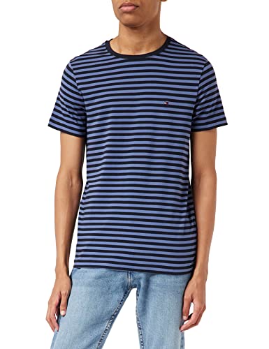 Tommy Hilfiger Herren T-Shirt Kurzarm Rundhalsausschnitt, Blau (Faded Indigo/Desert Sky), XS von Tommy Hilfiger