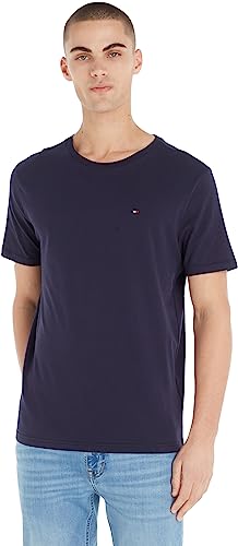 Tommy Hilfiger Herren T-Shirt Kurzarm Rundhalsausschnitt, Blau (Navy Blazer), L von Tommy Hilfiger