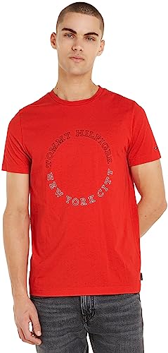 Tommy Hilfiger Herren T-Shirt Kurzarm Rundhalsausschnitt, Rot (Fireworks), S von Tommy Hilfiger